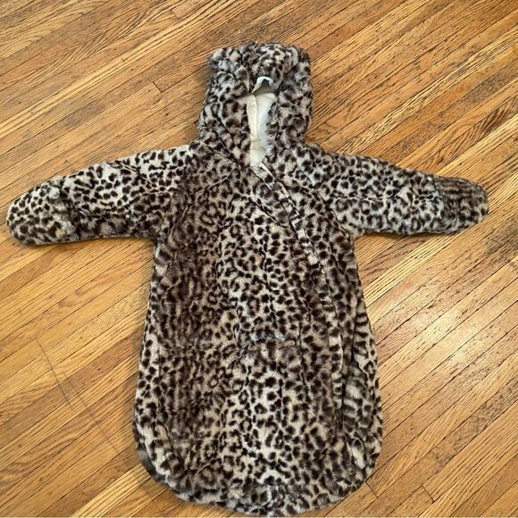 Carters cheetah/leopard print faux fur pram bag snowsuit - Picture 1 of 7